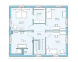 Grundriss mit Schlafzimmer, Bad, Ankleide und zwei Kinderzimmern. Tolle ankleidezimmer ideen für mehr Ordnung.