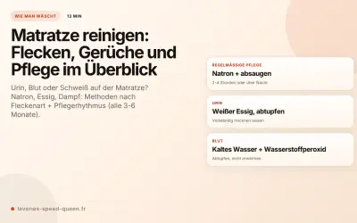 Anleitung zur Matratze reinigen: Flecken, Gerüche & Pflege. Tipps mit Natron, Essig, Dampf für Urin, Blut, Schweiß. Regelmäßige Pflege ist wichtig.