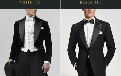 Zwei Männer in eleganten Anzügen. Links ein Frack mit weißer Weste und Fliege, rechts ein Smoking mit schwarzer Fliege. Perfekt für "black tie optional".