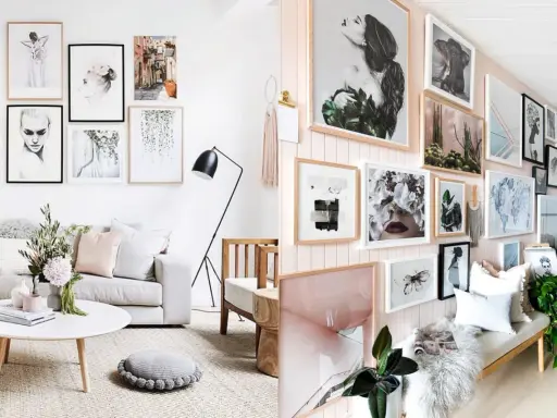Moderne Bilder Wand Ideen mit Porträts, Naturmotiven und abstrakter Kunst. Eine Galerie-Wand, die inspiriert.