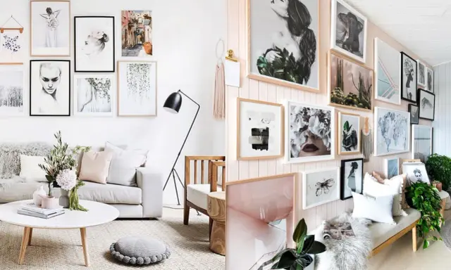 Moderne Bilder Wand Ideen mit Porträts, Naturmotiven und abstrakter Kunst. Eine Galerie-Wand, die inspiriert.